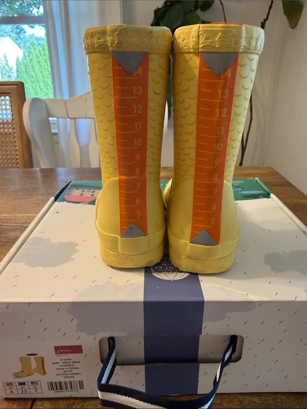 Joules Yellow Duck Kids Rain Boots with Orange Beak
